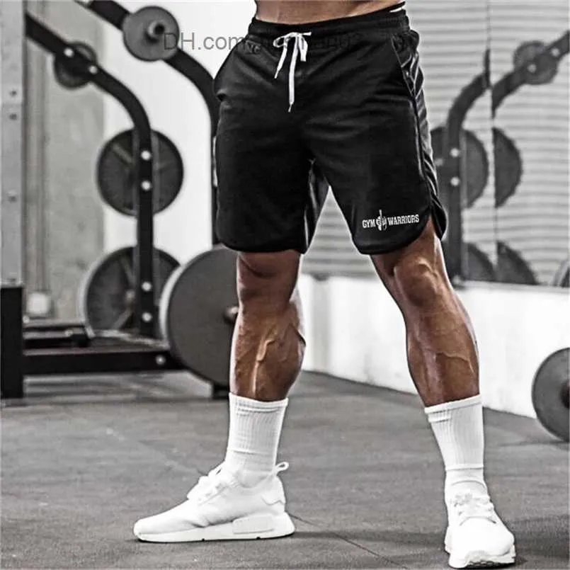 Herr shorts sommarmärke mesh snabb torr fitness shorts män gym knä längd bodybuilding aktiva shorts joggar träning svett korta byxor z230703