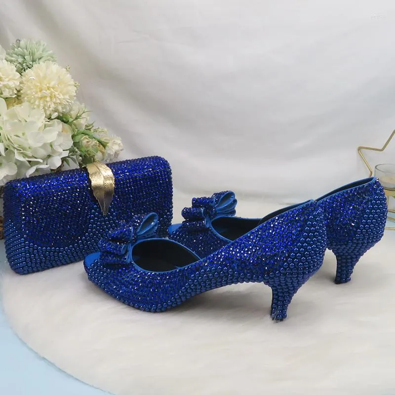 Chaussures Habillées 2023 Bleu Cristal Femme Mariage Avec Sac Bout Ouvert Talons Hauts Mode Et Portefeuille