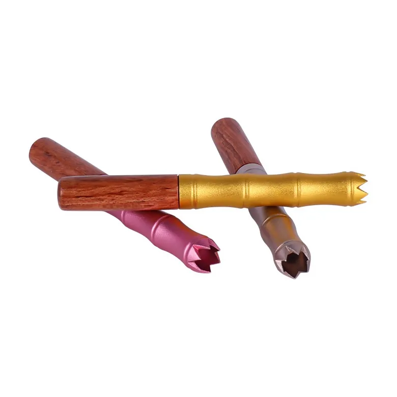 Nouveau Bois Naturel Coloré En Alliage D'aluminium Tuyaux Portable Joint De Bambou Innovant Amovible Herbe Sèche Tabac Dent Filtre Mini Pipes À Main Fumer Porte-Cigarette