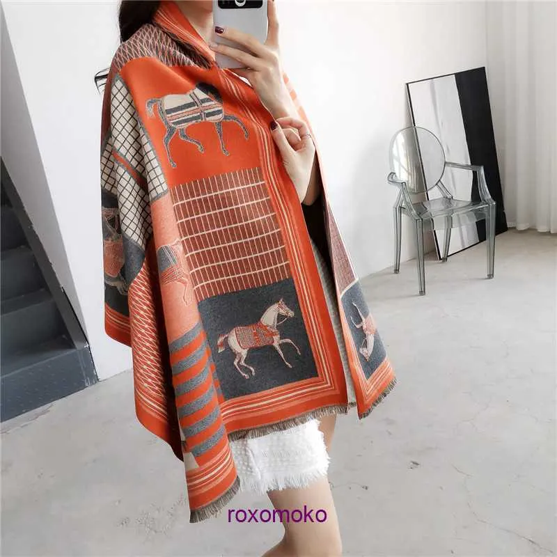 H home Boutique plush scarf on sale Familys 2023 Autumn and Winter New Carriage Jacquard Scarf for Womens Imitation Cashmere Thickened Double Sided High Grade S