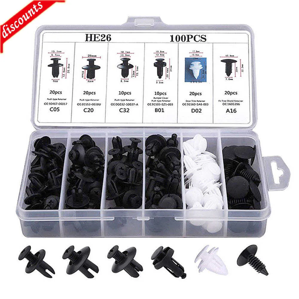 100 Pezzi Clip Di Fissaggio Per Auto Perno Di Spinta Rivetti Set Bordo - Foto 4
