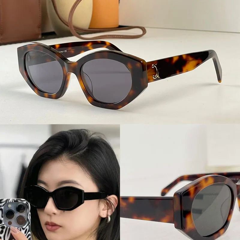 Asetat güneş gözlükleri Havana klasik Triomphe 08 Tasarımcı Geometrik Çerçeve 4S238 Kadın Moda Vintage Tortoishell Renk