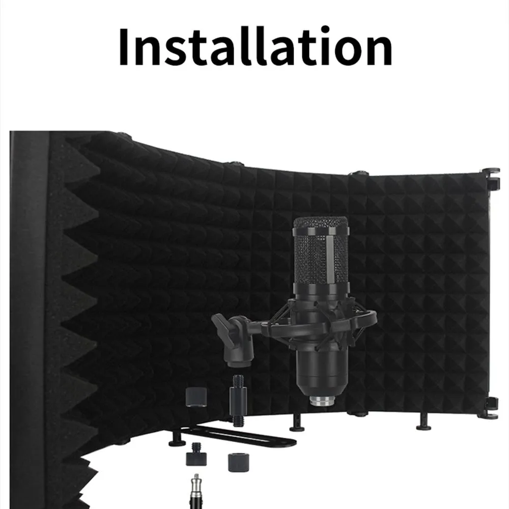 Films Adjustable 5 Panel Microphone Isolation Shield Foldable Studio Recording Mic Filter Vocal Booth for Mic Sponge Soundproof Shield