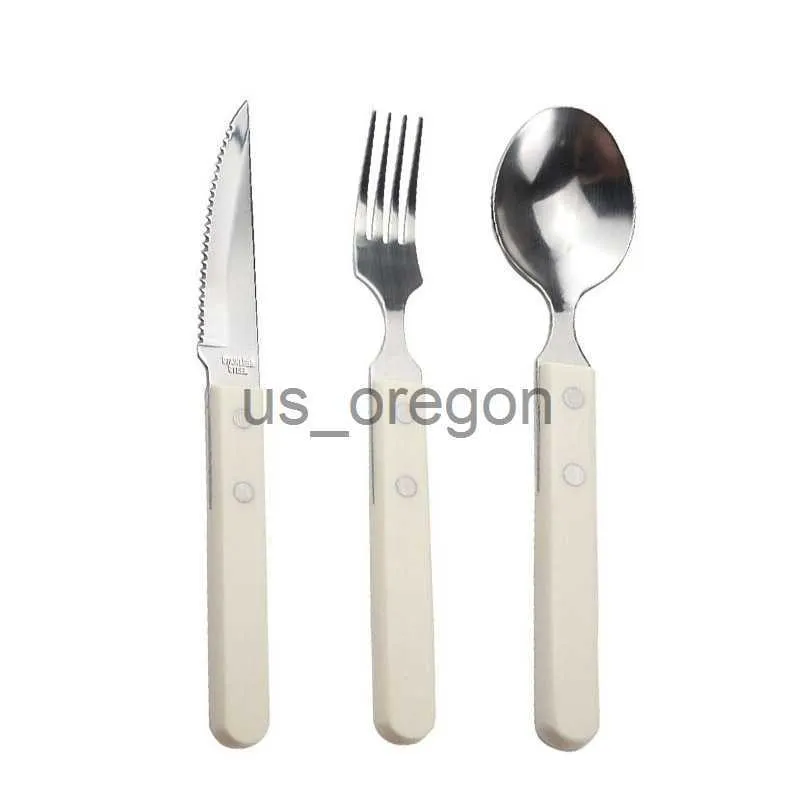 Dinnerware Sets For Home Tableware Set Stainless Steel Dinnerware Ivory White Handle Steak Spoon Knife Fork Western Kitchen Flatware Cutlery x0703