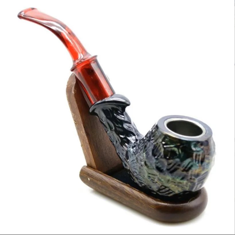 Smoking Pipes Fashion engraved red resin wood pipe with mixed color creative pipe