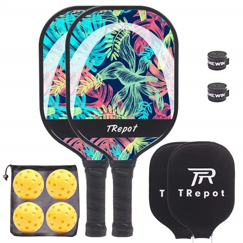 Pickleball Rackets Ed Pickleball Paddle Set - 2 Carbon Fiber Rackets, Lightweight Design ...