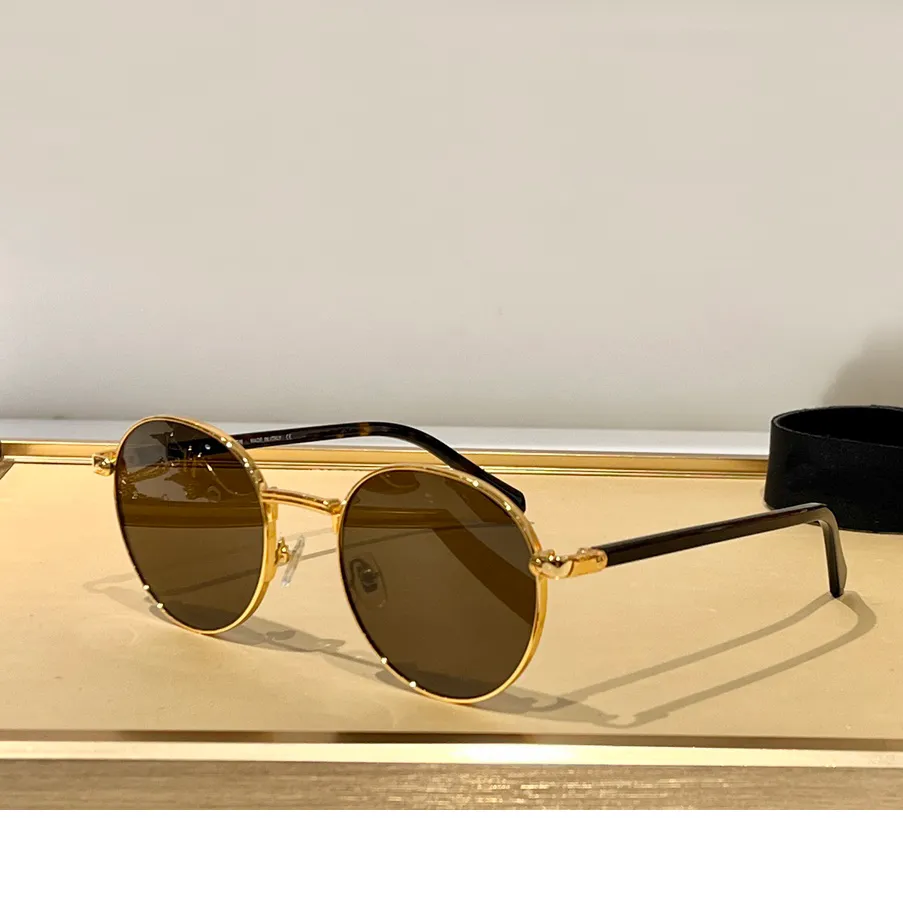 Metalen ronde zonnebrillen goud bruin lesn mannen vrouwen zomer zomers sunnies gafas de sol sonnen brille uv400 brillen met doos