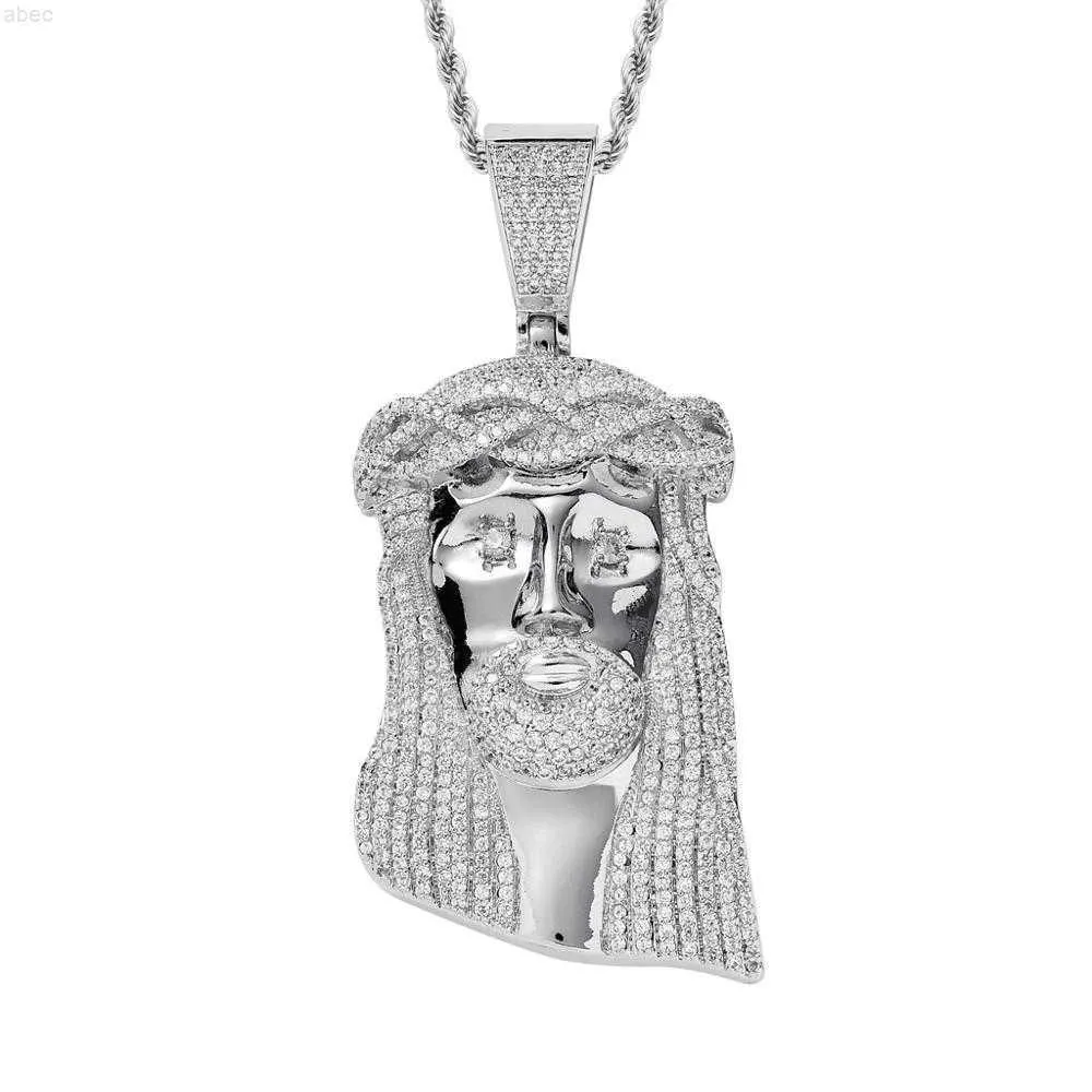 Pendentif Vintage Christ Jesus Man Head Iced Zircon Micro-set Pendant