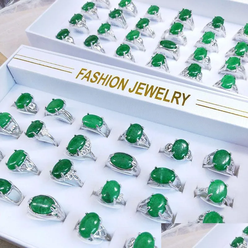 Cluster Anneaux Mix Styles Ovale Vert Quartz Pierre Femmes Cristal Perle Bague Partie De Mariage Étals De Rue Drop Delivery Bijoux Dhhfr