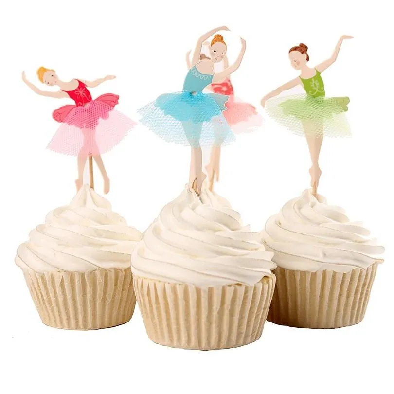 Outros suprimentos para festas de eventos Gracef Bailarina Cupcake Topper Dançarina Acessório para bolo Menina Aniversário 120 pçs/lote Entrega direta em casa Garde Dhhou