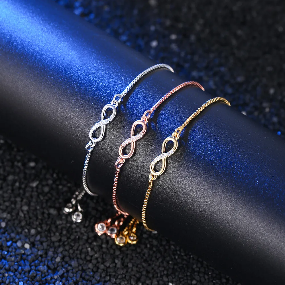 3 st/set Mode Utsökt Justera Infinity Armband Kvinnor Flickor Handledskedja- Vackra smycken Present