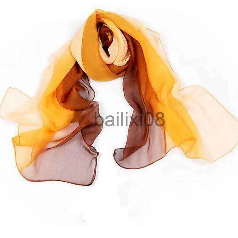 Foulards 160 * 50cm Gradient Mode Foulard En Mousseline De Soie Longues Wraps Et Châles Dame Printemps Automne Foulards Bandana Hijab Étoles J230801