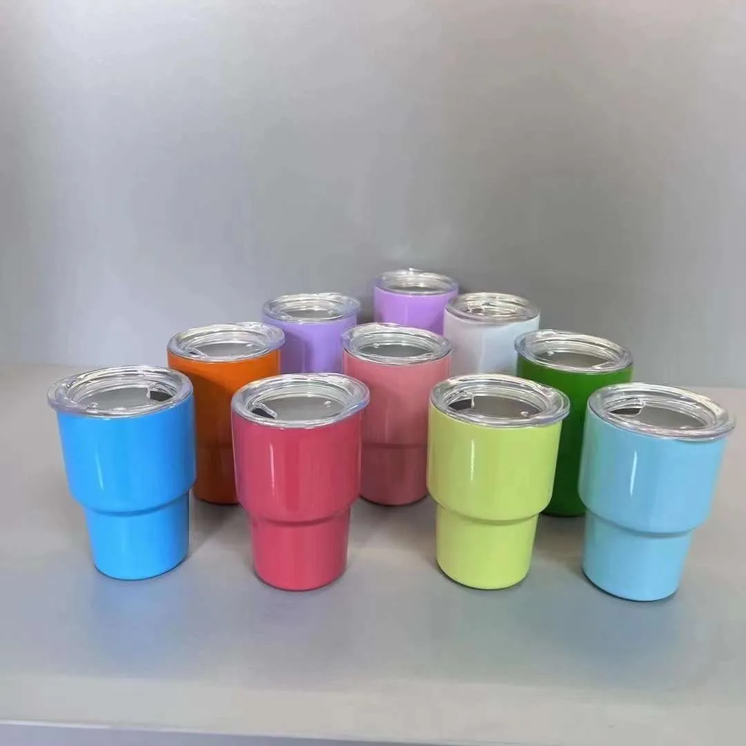 3oz Sublimation Shot Glas Blank Tumblers Med Halm Rostfritt stål Vattenflaskor Dubbelisolerade Muggar Muggar ups 001