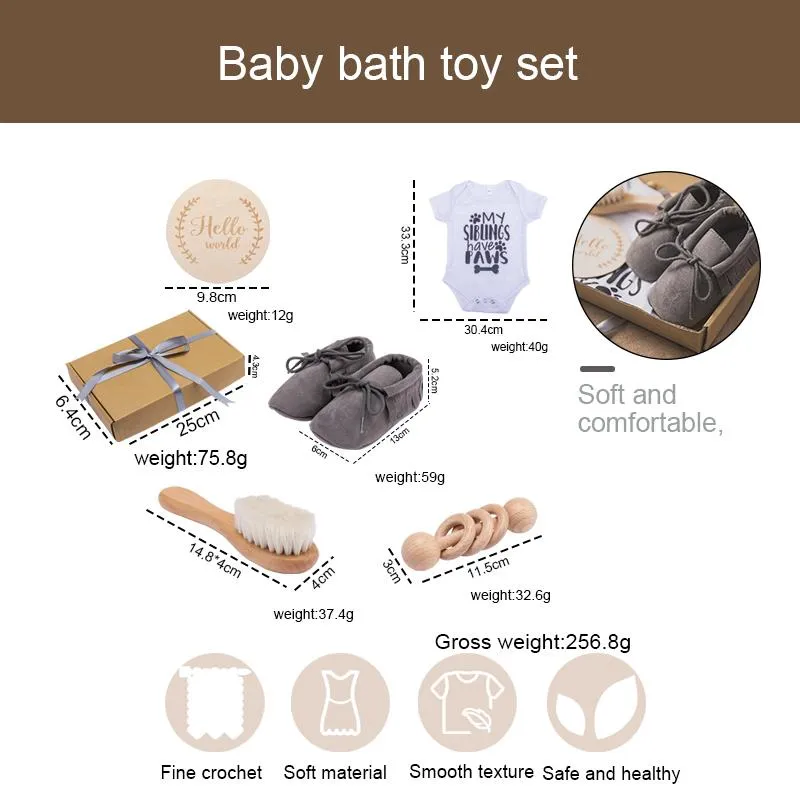 Блоки детское полотенце новорожденное для ванны набор подарков коробка с двусторонним хлопчатобумажным одеялом из деревянного браслета для крючковых игрушек для детской ванна подарочный продукт
