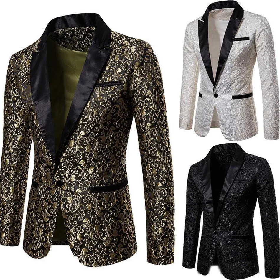 Slim Fit Blazer Mannen 2019 Nieuwe Collectie Heren Bloemen Blazers Bloemen Prom Jurk Blazers Elegante Bruiloft Blazer en Jasje Men210s