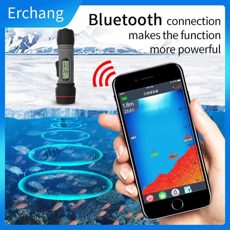 Fischfinder Fischfinder Erchang Sonar Fischfinder Drahtloses Echolot Winterfischen Fischfinder 0,8-90 Tiefe für Eisfischen Finder Hkd230703