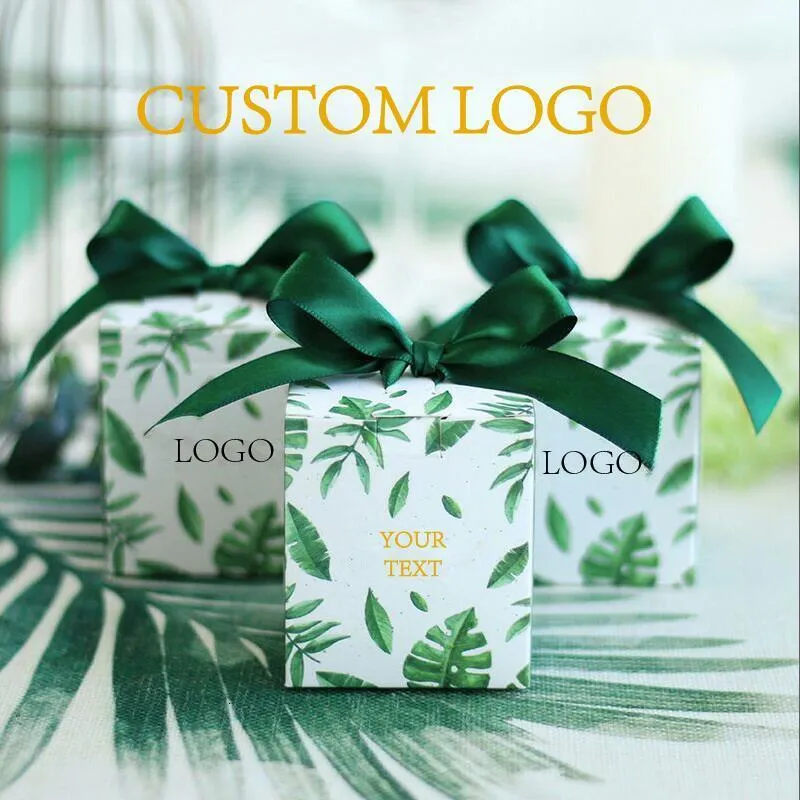 Confezione regalo Set di scatole per imballaggio di foglie di palma personalizzate per matrimoni Baby Shower Bomboniere Festa di compleanno Forniture natalizie Eid Mubarak 230701