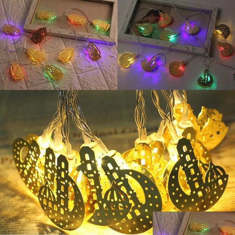 Annat evenemang Festtillbehör Ramadan Festival 10 Led String Light Islamisk Eid Hem Trädgård Dekor Måne Slott Dekoration Drop Delivery Dhsbq