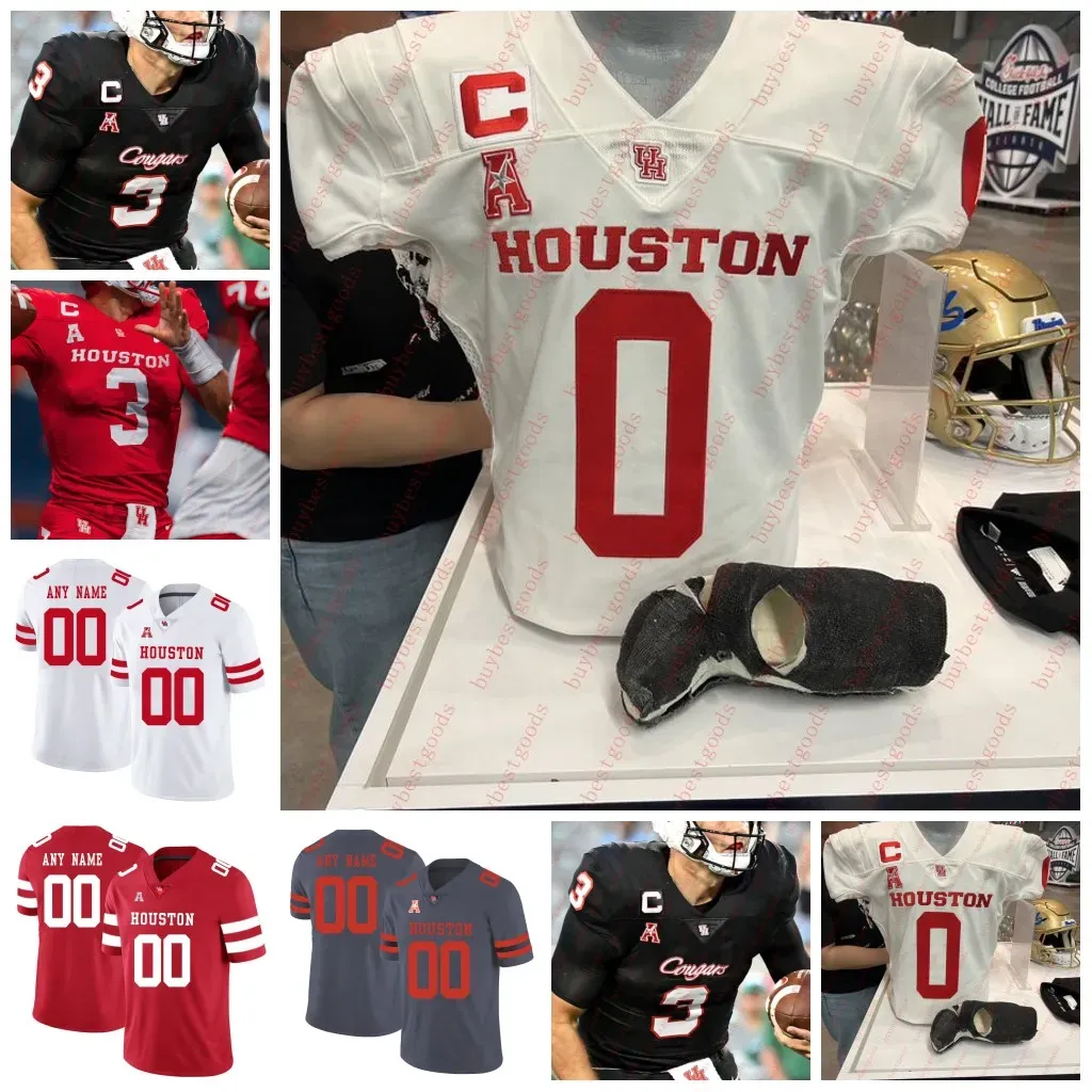 Tank Dell Clayton Tune Houston Cougars Jersey de futebol Ed Oliver Marquez Stevenson Andre Ware Ware Wilson Whitley Greg Ward Keenum Custom costurou Houston Jerseys