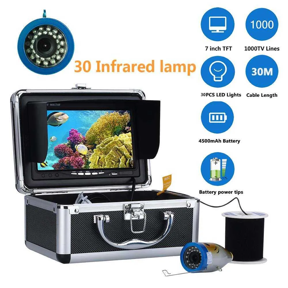 Fish Finder MAOTEWANG 7" Inch 1000tvl Underwater Fishing Video Camera Kit 30 PCS LED Infrared Lamp Lights Video Fish Finder HKD230703