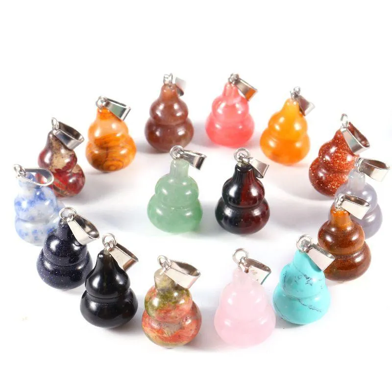 Charms Natural Crystal Opal Rose Quartz Tigers Eye Stone Gourd Shape Pendant For DIY Earrings Halsband smycken Making Drop Delivery Dh2pk