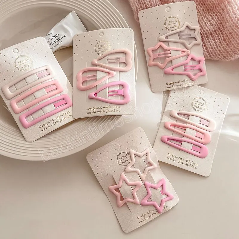 South Korea Pink Heart Star Shape Clips Lovely Small Hair Claw Clips Non-Slip Hairstyle Bangs Barrettes Lovely Mini Hair Clips