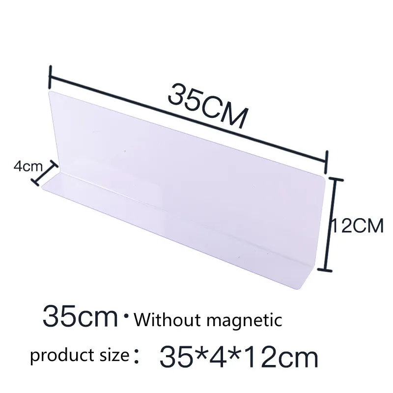 Förvaringshållare Ställ Plast Pvc Magnetisk Lshape Supermarket Hyllavdelare Separator för varor Display 230703