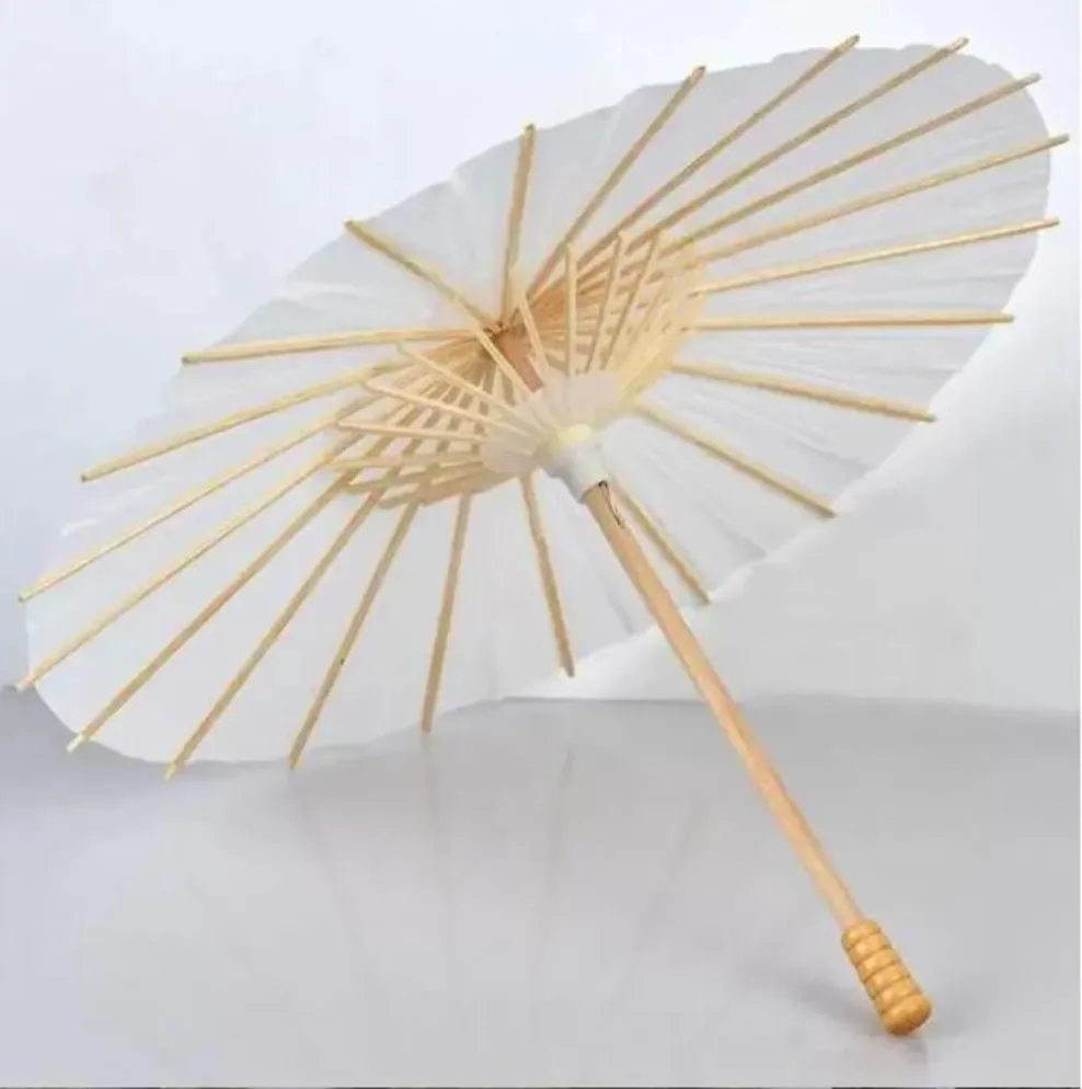 Livraison rapide 50pcs Nuptiale De Mariage Parasols Parapluies En Papier Blanc Articles De Beauté Chinois Mini Artisanat Parapluie Diamètre 60cm E0703