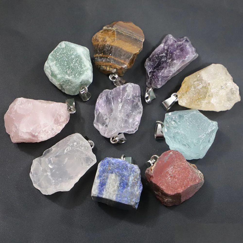 Charmes Pierre Naturelle Minerai Quartz Druzy Cristal Reiki Irregar Pendentif Rugueux Diy Mode Fabrication De Bijoux Accessoires Drop Delivery Findi Dhtvn