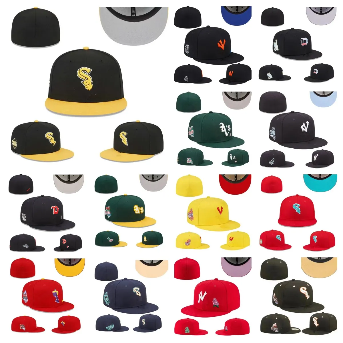 Nyaste utrustade hattar broderi snapbacks bolldesigner passar platt vuxen hatt justerbar baseball fotboll möss alla laglogo utomhussporter stängda mesh sol mössstorlekar 7-8