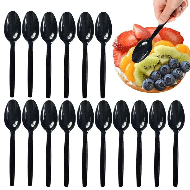 Dinnerware Sets Black Flatware Set 100PCS Household Kitchen Fruit Spoons Cutters Portable Outdoor Tableware For Barbecue Salad Forks