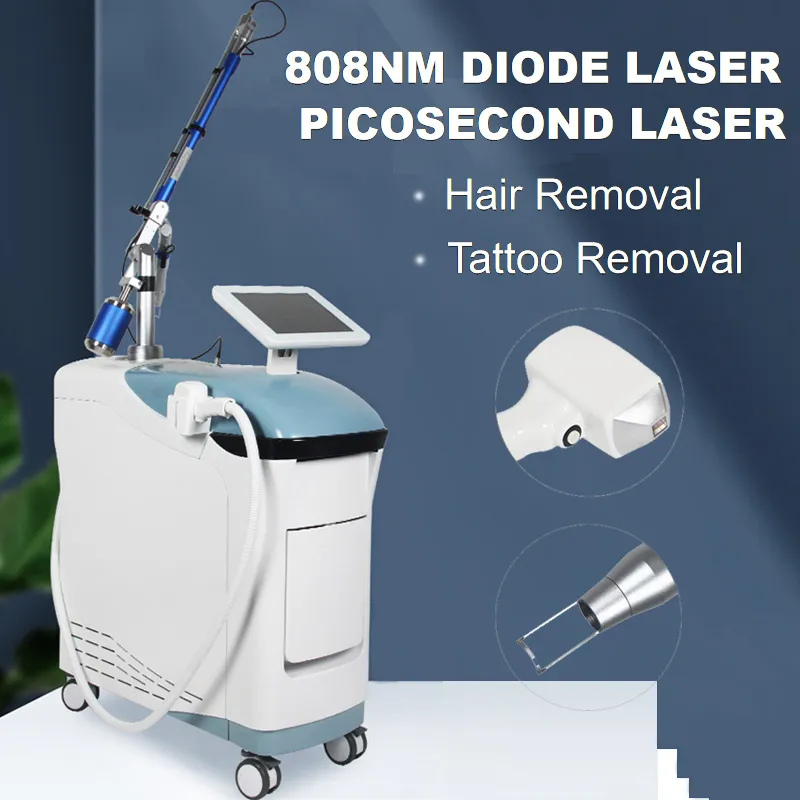 Picosecond Laser Verwijder Mol Huid Diepe Zorg Tattoo Verwijdering Machine 808nm Diode Laser Ontharing Huidverjonging Schoonheid Apparatuur