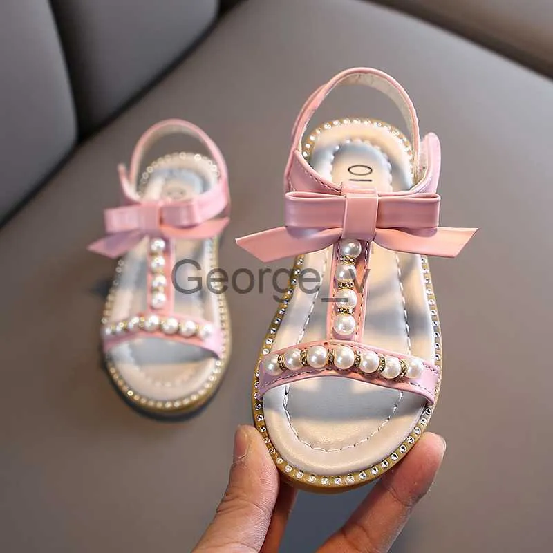 Sandalen Meisje Sandalen Zomer Mode Kinderen Baby Meisjes Bling Parel Prinses Sandalen voor Kleine Grote Meisjes Schoenen Peuter Meisje Roze Sandalen J230703