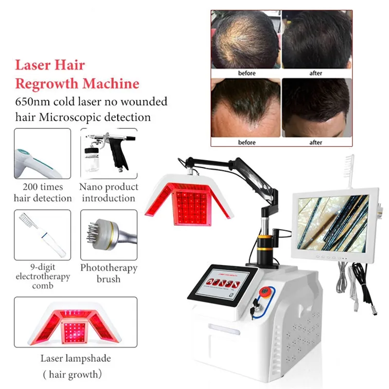 Professionelle effektive Diodenlaser-Haarnachwuchsmaschine Anti-Haarausfall-Behandlung PDT LED-Lichttherapie 660 Nm für Kopf-Photontherapie-Bürstenmassagegerät