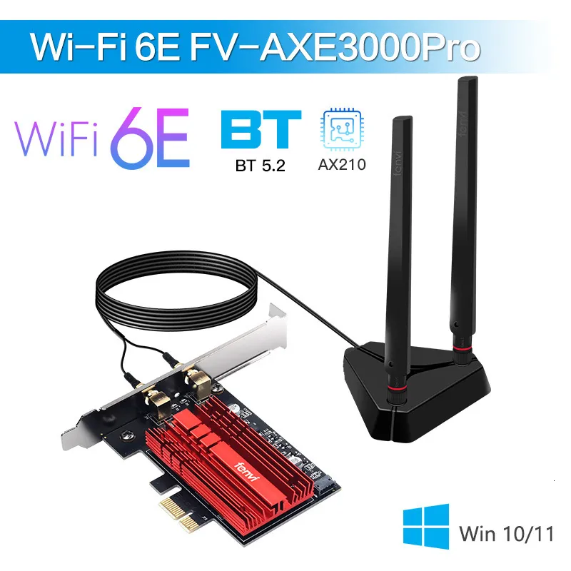 HIGHKA 5374Mbps Wi-Fi 6E PCIe Wireless Network Card 5G/6Ghz WiFi Adapter  Bluetooth 5.3 802.11AX AX210 WiFi Card PC