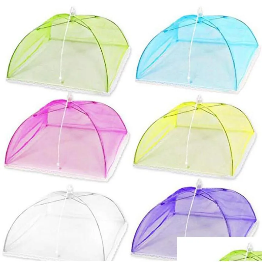 Outros Acessórios para Decoração de Mesa Mesh Sn Food Er Pop-Up Protect Dobrável Net Umbrella Tent Anti Fly Mosquito Kitchen Cooking Too Dha7Z