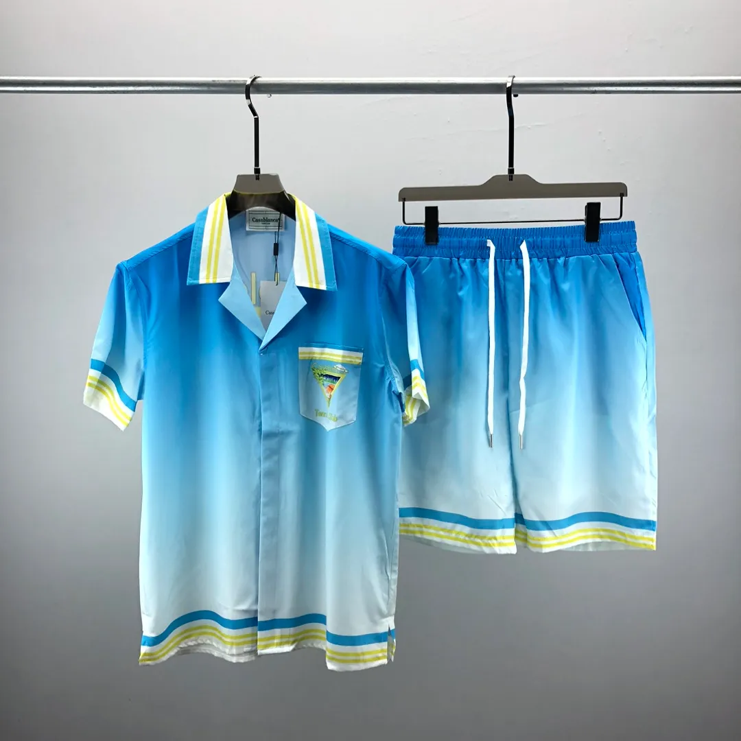 ファッションデザイナーハワイビーチカジュアルシャツセットサマーメンズビジネスシャツ半袖トップルーズシャツアジアサイズM-XXXL Z11