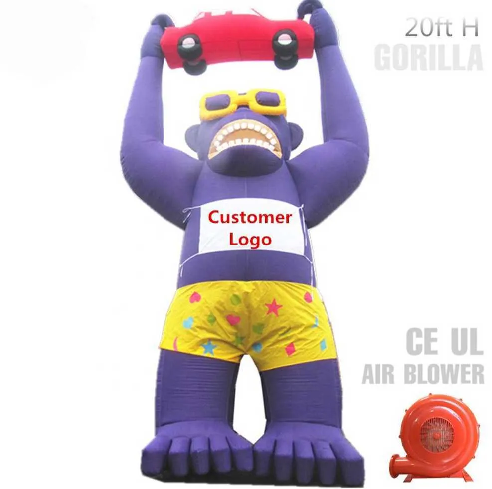 High Quality Outdoor Promotion Car wash Inflatable Gorillas kingkong balloon 4/6/8m height For Advertising-3