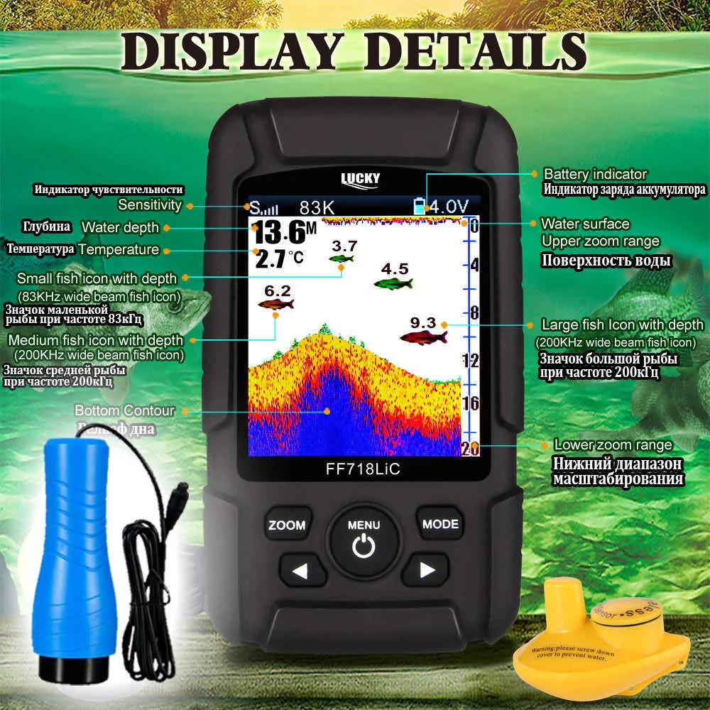 Fish Finder LUCKY FF718LiCD With Color Display Waterproof Echo Sounder Dual  Sonar Frequency Wireless Sonar Wired 200KHz/83KHz 100M HKD230703 From  Fadacai06, $128.47
