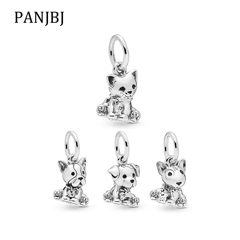 925 Silver for Pandora Charms biżuteria koraliki Bulldog Puppy Cat Dangle Charm Zestaw wisiorek