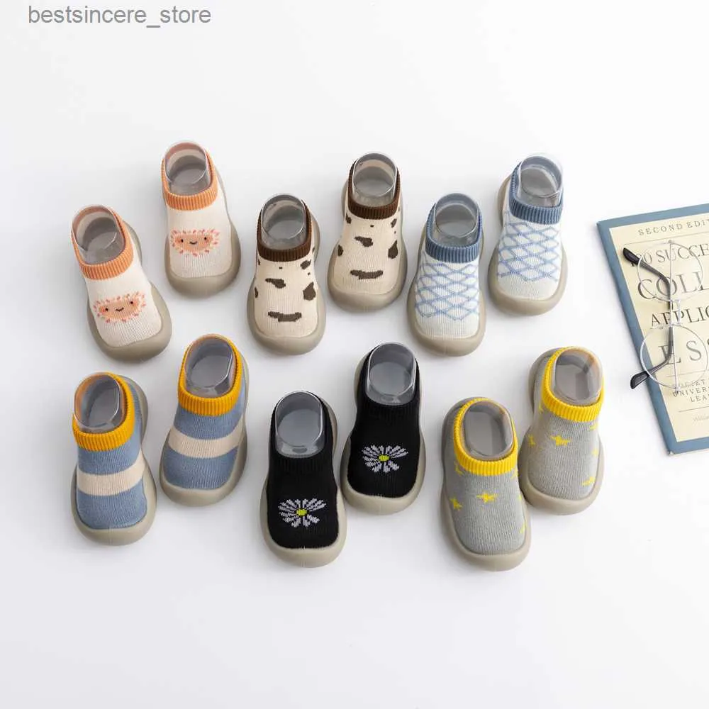 scarpe calzino da bambino per scarpe antiscivolo da pavimento per bambini primavera autunno calze di cotone L230522