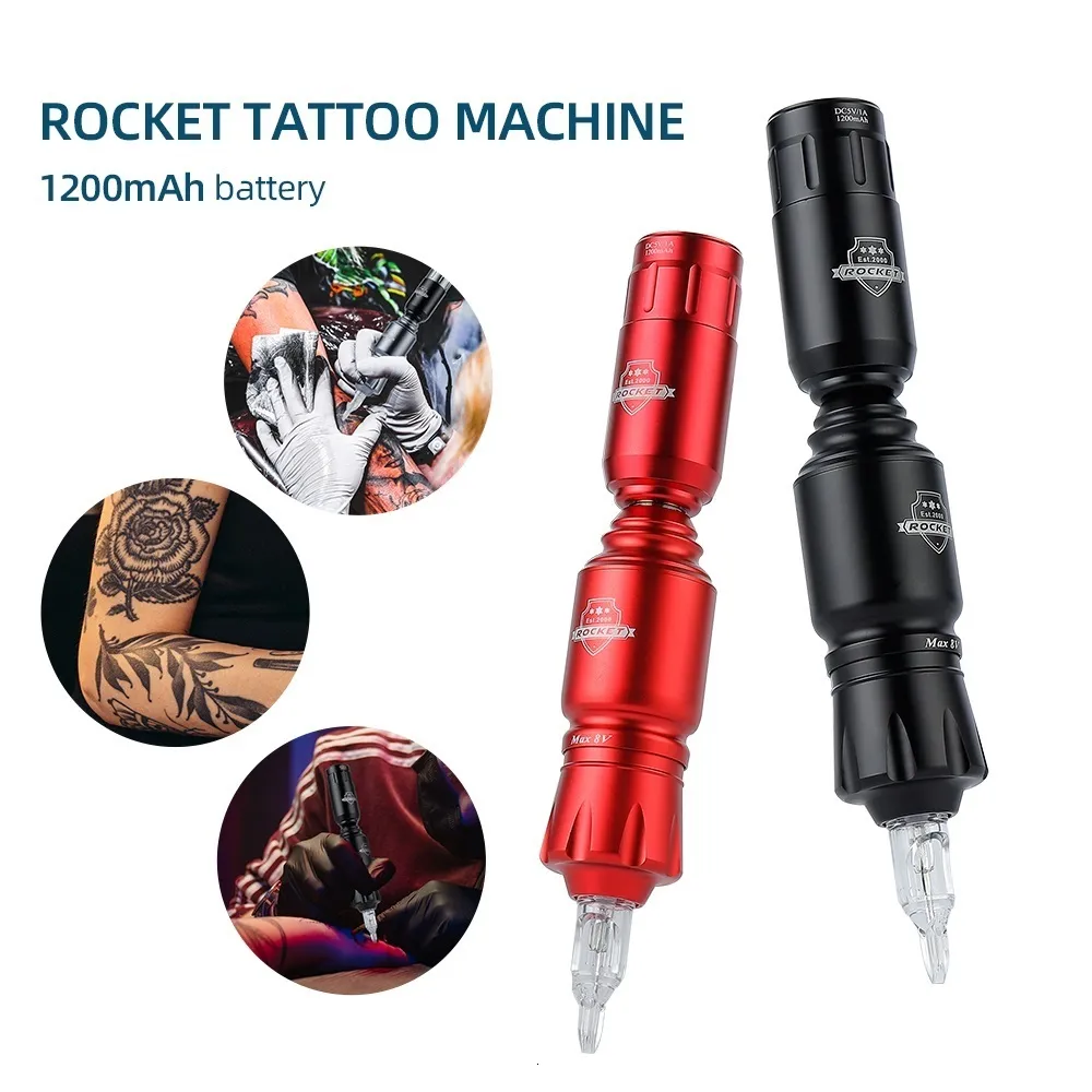 Tattoo Machine 9000RPM Mini Rocket Tattoo Machine Set 1200mAh Wireless Tattoo Power Supply Voltage Display Interfaccia RCA Rotary Tattoo Pen Kit 230701