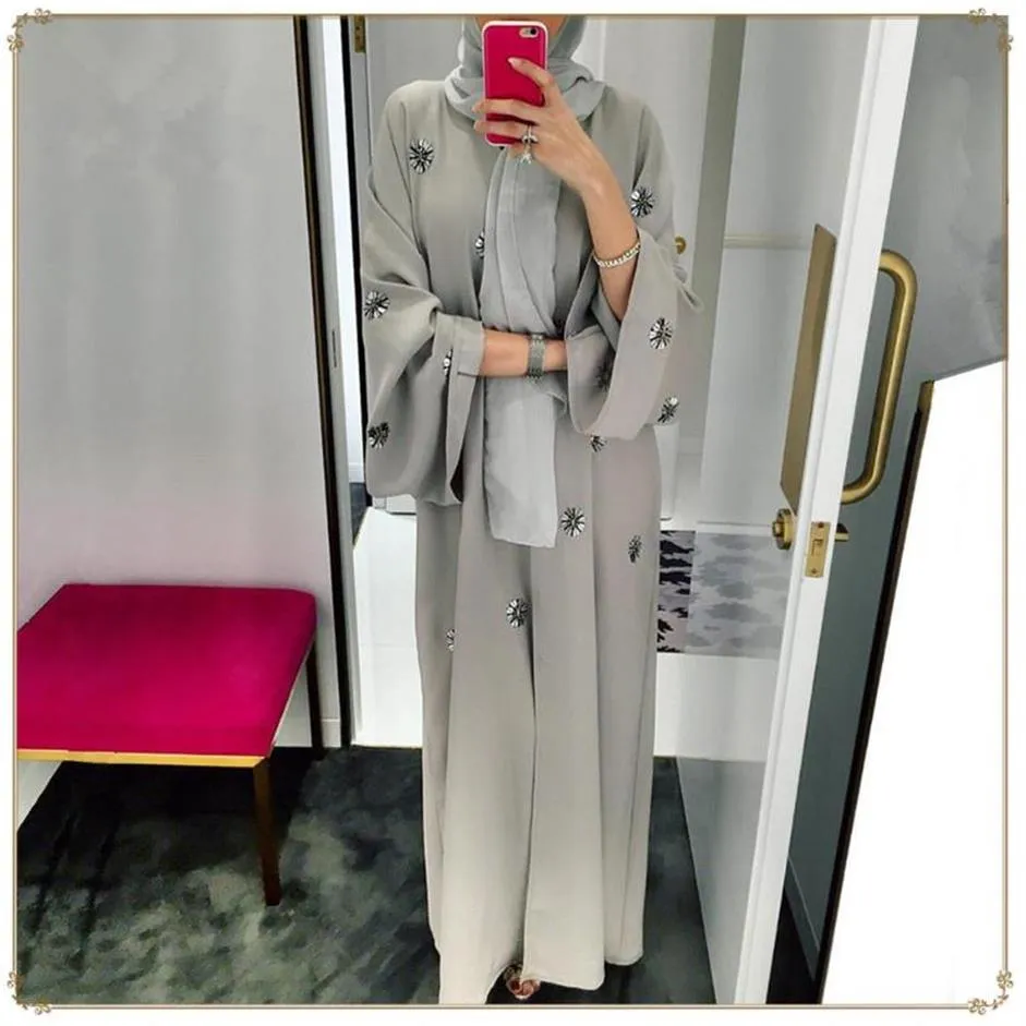 Ręcznie robione cekiny Abaya femme kimono kaftan szat Dubai islam muzułmańska sukienka hiżab Abayas Caftan Turkey Elbise Ramadan Clothing285i