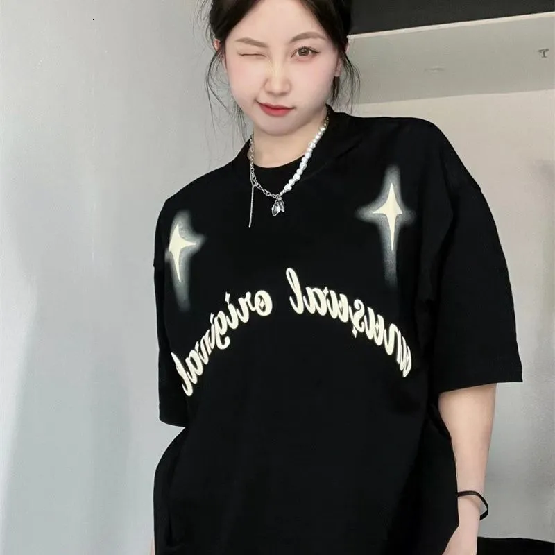 Men's T Shirts QWEEK Goth Women's T shirt Oversized Graphic T Shirts Star Girl Y2k Vintage Short Sleeve Top Korean Fashion Streetwear Aesthetic 230703