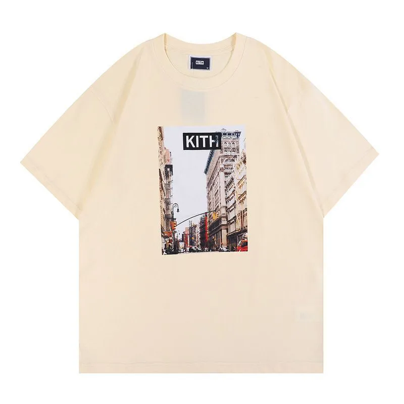 Kith Shirt Mens kortärmade ksubi taktvättade låda tvättade nödställda man och kvinnor löst kort t-shirt 7182