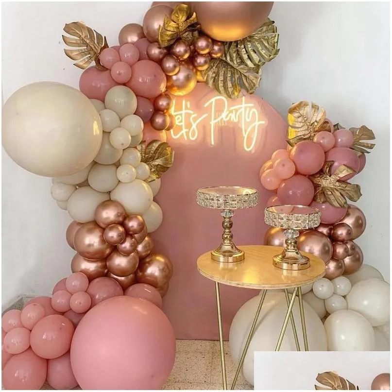 Party Decoration 102Pcs Rose Gold Balloon Garland Arch Kit Wedding Birthday Baloon Decor Kids Baby Shower Latex Confetti Ballon Drop Dhjbo