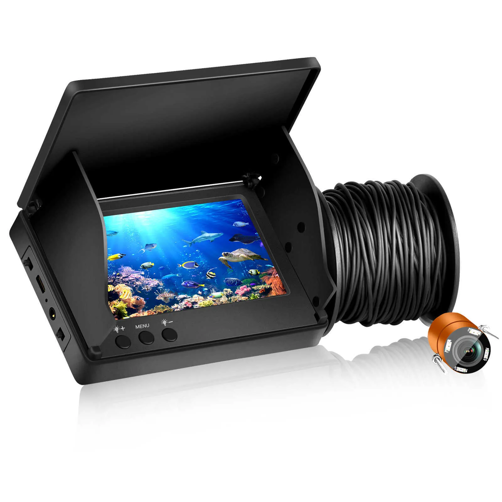 魚群探知機 XJ-FISH 1000TVL 水中釣りカメラ赤外線ナイトビジョン 4.3 インチ 5000mAh 30 メートル冬漁師カメラ魚群探知機 HKD230703