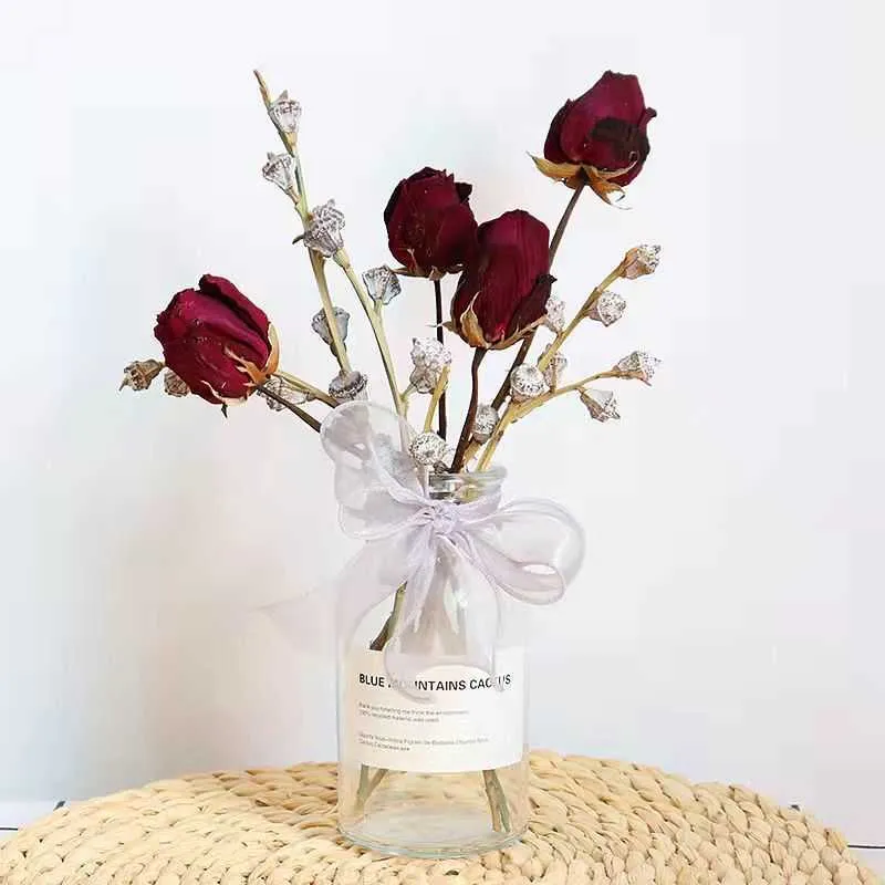 Flores secas mini buquê de flores naturais simples vento quiabo eucalipto folha girassol decoração casa sala estar mesa pode ser enviado