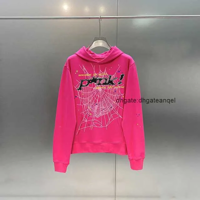 Heren Hoodies Sweatshirts Young Thug Roze Sp5der 555555 Hoodie Mannen Vrouwen Hoge Kwaliteit Foam Print Spider Web Grafische Truien 6hsh59hmqg30