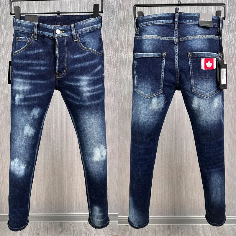 Klassieke Whisker Beschadigde Jeans Man Slim Fit Gewoon Stijl